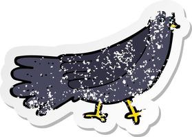 pegatina retro angustiada de un pájaro de dibujos animados vector