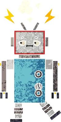 retro illustration style cartoon robot