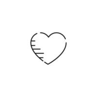 Outline sign related to heart and romance. Editable stroke. Modern sign in flat style. Suitable for advertisements, articles, books etc. Line icon of lines on heart as symbol of love and romance vector