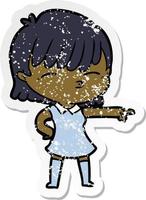 distressed sticker of a cartoon woman vector