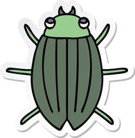 sticker of a quirky hand drawn cartoon beetle vector