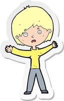 sticker of a cartoon worried woman vector