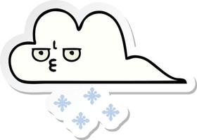 sticker of a cute cartoon snow cloud vector