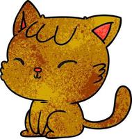 textured cartoon of cute kawaii cat vector