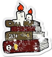 retro distressed sticker of a cartoon spooky old books vector