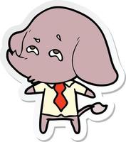 sticker of a cartoon elephant boss remembering vector