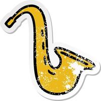 distressed sticker of a cute cartoon musical saxophone vector