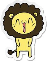 sticker of a happy cartoon lion vector