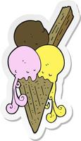 sticker of a cartoon ice cream cone vector