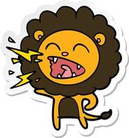 pegatina de un león rugiente de dibujos animados vector
