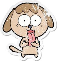 distressed sticker of a cute cartoon dog vector