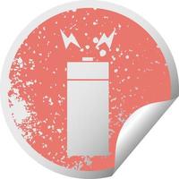 distressed circular peeling sticker symbol old battery vector