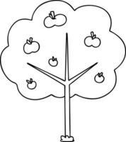 árbol de dibujos animados de dibujo lineal peculiar vector
