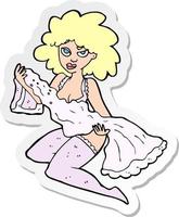 sticker of a cartoon woman changing vector