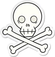 sticker of a cartoon skull and crossbones vector