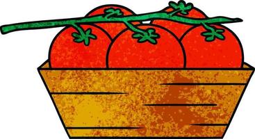 textured cartoon doodle of a box of tomatoes vector