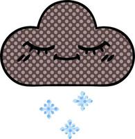 nube de nieve de tormenta de dibujos animados de estilo cómic vector