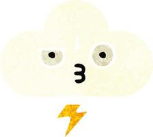 retro illustration style cartoon thunder cloud vector