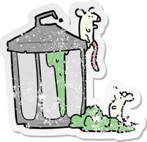 distressed sticker of a cartoon garbage can vector