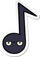 sticker of a cute cartoon musical note vector