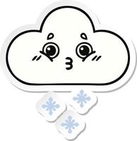 sticker of a cute cartoon snow cloud vector