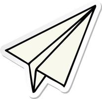 pegatina de un lindo avión de papel de dibujos animados vector