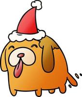 dibujos animados de gradiente de navidad de perro kawaii vector