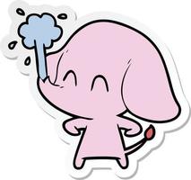 sticker of a cute cartoon elephant spouting water vector