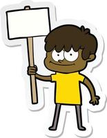 sticker of a happy cartoon man vector