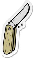 pegatina de un cuchillo plegable de dibujos animados vector