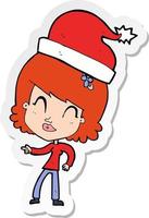 sticker of a cartoon woman ready for christmas vector