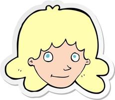 sticker of a cartoon happy female face vector