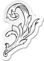 sticker of a traditional hand drawn floral swirl vector