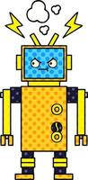 robot averiado de dibujos animados al estilo de los cómics vector