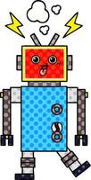 comic book style cartoon crazed robot vector