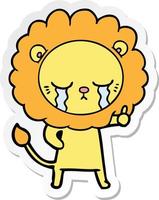 sticker of a crying cartoon lion vector