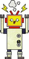 retro grunge texture cartoon dancing robot vector