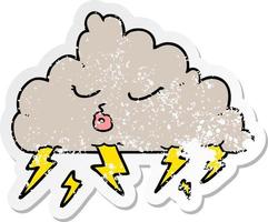 distressed sticker of a cartoon thundercloud vector