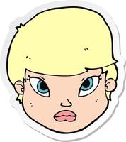 sticker of a cartoon serious face vector