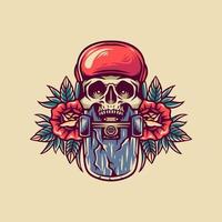 Skull Skateboard Retro Illustration vector