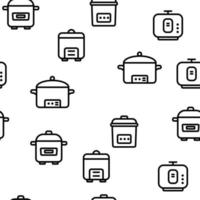 Slow Cooker Elements Seamless Pattern Vector