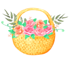 Flower in Basket watercolor png