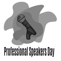 día de oradores profesionales, micrófono en estilo de dibujos animados para pancarta o afiche vector