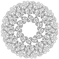 Abstract mandala with juicy grapefruit, vitamin citrus whole and half in the form of a round frame coloring page vector