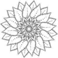 Mandala flower with sharp petals in two layers, zen coloring page with neat shading vector