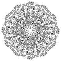 Mandala with hearts and patterns in the form of drops, antistress coloring page for Valentine's day vector