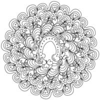 Contour mandala with a horseshoe in the center, a symbol of good luck in the coloring page for St. Patrick's Day vector