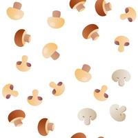 Champignon, Edible Mushroom Vector Seamless Pattern