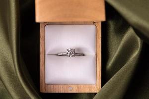 Diamond Wedding Ring Green Fabric photo