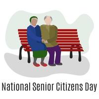 National Senior Citizens Day, elderly people sit on a bench in the park vector